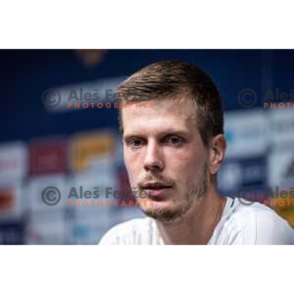 Aleks Pihler at the press conference during Prva liga Telemach football match between Maribor and Radomlje in Ljudski vrt, Maribor, Slovenia on July 16, 2022. Photo: Jure Banfi/www.alesfevzer.com