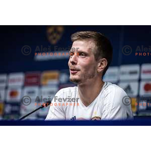 Aleks Pihler at the press conference during Prva liga Telemach football match between Maribor and Radomlje in Ljudski vrt, Maribor, Slovenia on July 16, 2022. Photo: Jure Banfi/www.alesfevzer.com