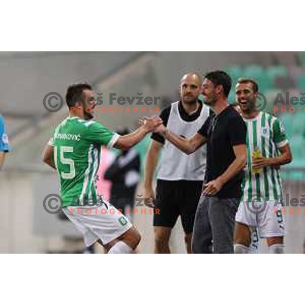 Djordje Crnomarkovic celebrates goal during Prva Liga Telemach 2022-2023 football match between Olimpija and Mura in SRC Stozice, Ljubljana, Slovenia on July 17, 2022