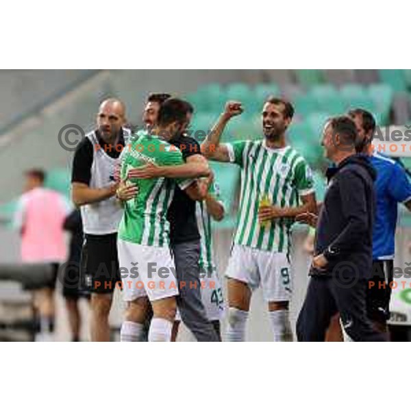 Djordje Crnomarkovic celebrates goal during Prva Liga Telemach 2022-2023 football match between Olimpija and Mura in SRC Stozice, Ljubljana, Slovenia on July 17, 2022