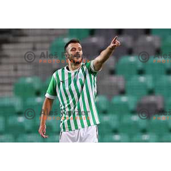 Djordje Crnomarkovic celebrates goal during Prva Liga Telemach 2022-2023 football match between Olimpija and Mura in SRC Stozice, Ljubljana, Slovenia on July 17, 2022