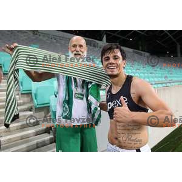 Alemdin Ziljkic celebrates victory in Prva Liga Telemach 2022-2023 football match between Olimpija and Mura in SRC Stozice, Ljubljana, Slovenia on July 17, 2022