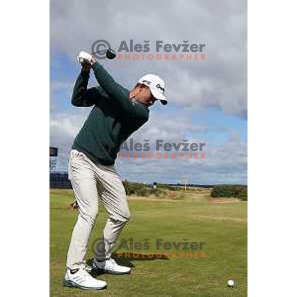 Colin Morikawa (USA) at Old course St.Andrews links during 150th Open practice round in Scotland on July 13, 2022 