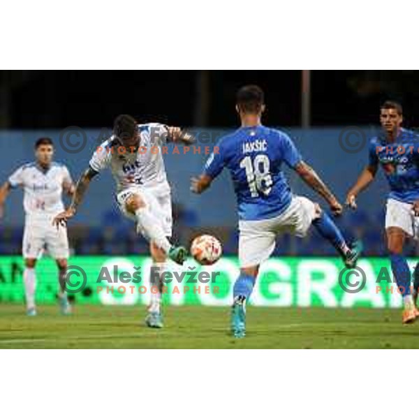Luka Vekic scores goal during Prva Liga Telemach 2022-2023 football match between Gorica and Bravo in Gorica, Slovenia on July 18, 2022