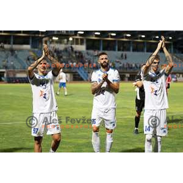 Luka Baruca, Zan Cerovc and Zan Leban during Prva Liga Telemach 2022-2023 football match between Gorica and Bravo in Gorica, Slovenia on July 18, 2022