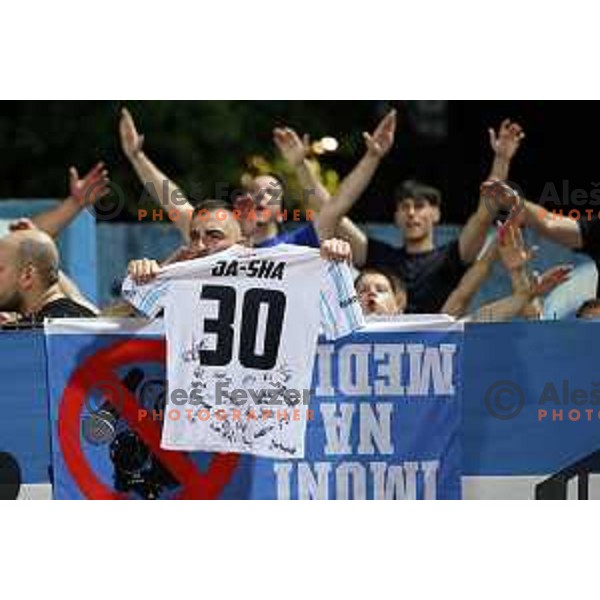 Fans of Gorica in action during Prva Liga Telemach 2022-2023 football match between Gorica and Bravo in Gorica, Slovenia on July 18, 2022