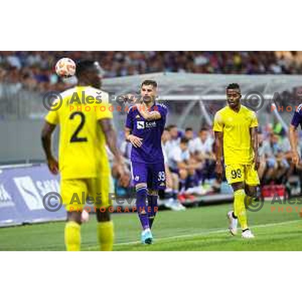 Nino Zugelj in action during UEFA Champions League qualifier between Maribor (SLO) and Sheriff Tiraspol (MOL) in Ljudski vrt, Maribor, Slovenia on July 20, 2022