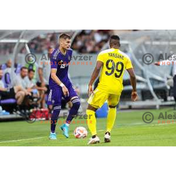 Nino Zugelj in action during UEFA Champions League qualifier between Maribor (SLO) and Sheriff Tiraspol (MOL) in Ljudski vrt, Maribor, Slovenia on July 20, 2022