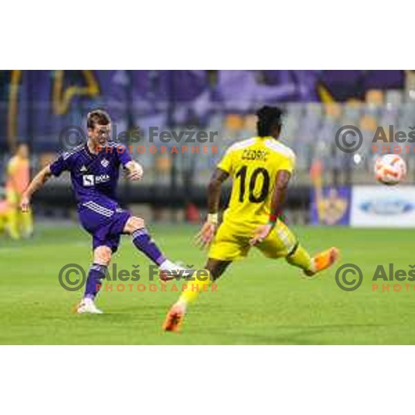 Aleks Pihler in action during UEFA Champions League qualifier between Maribor (SLO) and Sheriff Tiraspol (MOL) in Ljudski vrt, Maribor, Slovenia on July 20, 2022