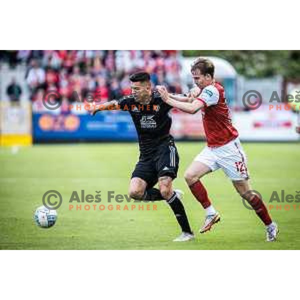 Mirlind Daku in action during UEFA Conference league qualifier football match between Saint Patrick’s Athletic and NS Mura in Richmond Park, Dublin, Ireland on July 21, 2022. Photo: Jure Banfi/www.alesfevzer.com