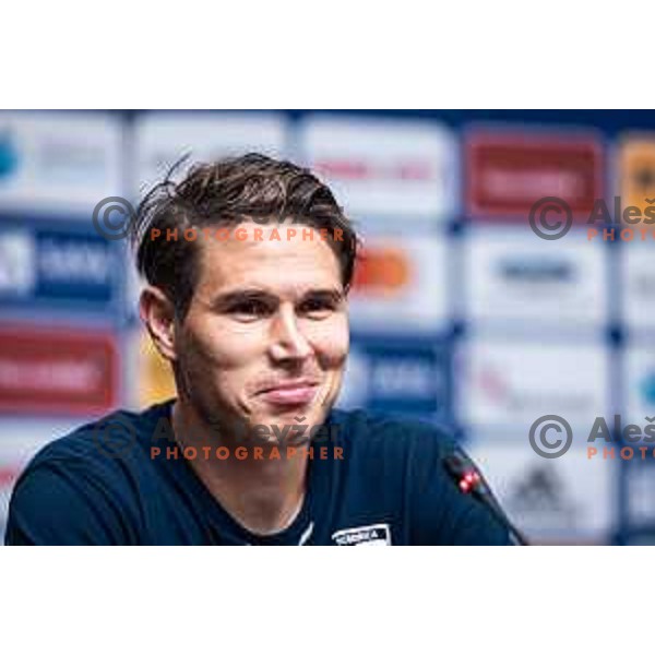Etien Velikonja at the press conference during Prva liga Telemach football match between Maribor and Gorica in Ljudski vrt, Maribor, Slovenia on July 23, 2022. Photo: Jure Banfi