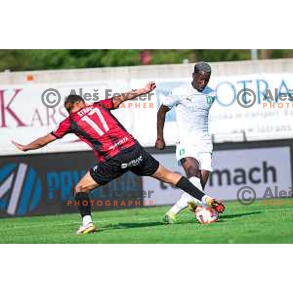 in action during Prva Liga Telemach 2022-2023 football match between Tabor Sezana and Olimpija in Sezana, Slovenia on July 24, 2022