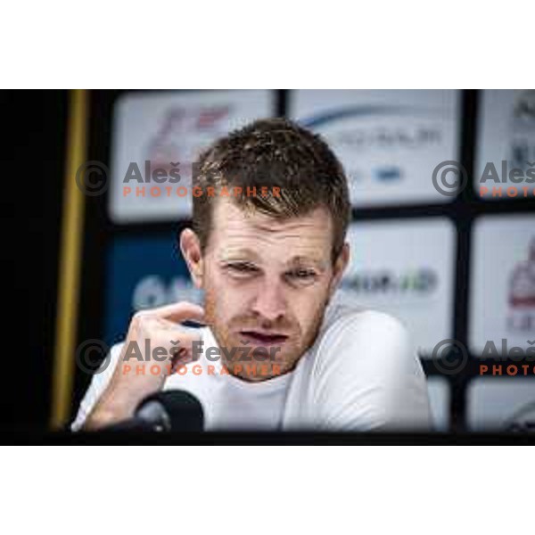 Simon Rozman, head coach of Domzale at the press conference during Prva liga Telekom football match between Mura and Domzale in Fazanerija, Murska Sobota, Slovenia on July 24, 2022. Photo: Jure Banfi