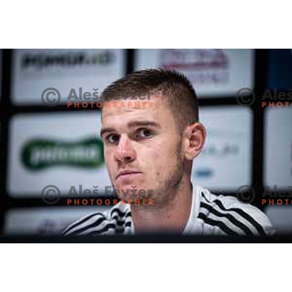 Luka Bobicanec at the press conference during Prva liga Telekom football match between Mura and Domzale in Fazanerija, Murska Sobota, Slovenia on July 24, 2022. Photo: Jure Banfi