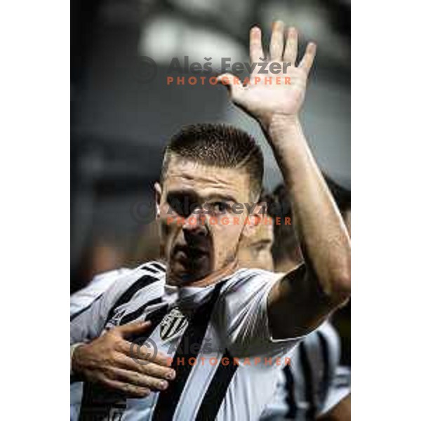 Luka Bobicanec celebrating during Prva liga Telekom football match between Mura and Domzale in Fazanerija, Murska Sobota, Slovenia on July 24, 2022. Photo: Jure Banfi