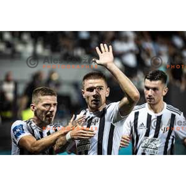 Luka Bobicanec celebrating during Prva liga Telekom football match between Mura and Domzale in Fazanerija, Murska Sobota, Slovenia on July 24, 2022. Photo: Jure Banfi