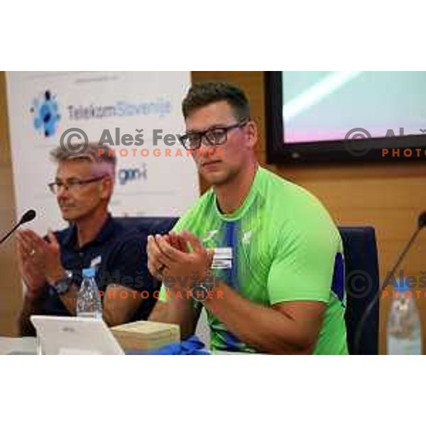 Kristjan Ceh, World Champion in discus in Oregon 2022 during press conference of Slovenian Athletics Federation in Ljubljana, Slovenia on July 25, 2022