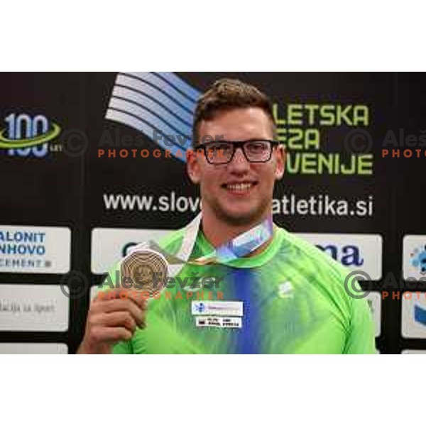 Kristjan Ceh, World Champion in discus in Oregon 2022 during press conference of Slovenian Athletics Federation in Ljubljana, Slovenia on July 25, 2022