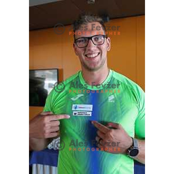 Kristjan Ceh, World Champion in discus from Oregon 2022 during press conference of Slovenian Athletics Federation in Ljubljana, Slovenia on July 25, 2022