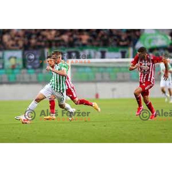 Timi Max Elsnik in action during UEFA Conference league qualifyer between Olimpija and Sepsi OSK in Arena Stozice, Ljubljana, Slovenia on July 28, 2022