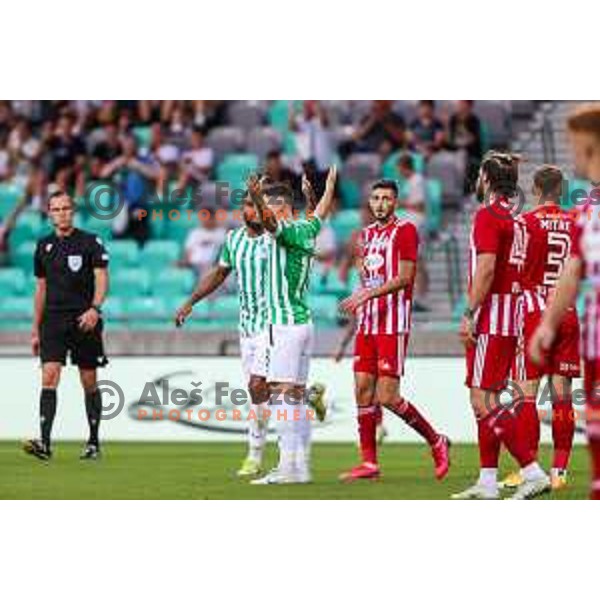 Mario Kvesic celebrates goal in action during UEFA Conference league qualifyer between Olimpija and Sepsi OSK in Arena Stozice, Ljubljana, Slovenia on July 28, 2022