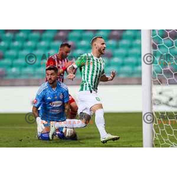 Aljaz Krefl celebrates goal during UEFA Conference league qualifyer between Olimpija and Sepsi OSK in Arena Stozice, Ljubljana, Slovenia on July 28, 2022