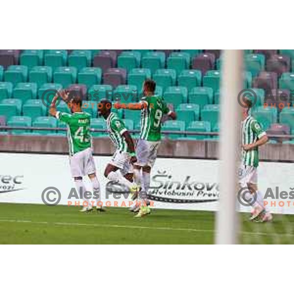 Aljaz Krefl celebrates goal during UEFA Conference league qualifyer between Olimpija and Sepsi OSK in Arena Stozice, Ljubljana, Slovenia on July 28, 2022