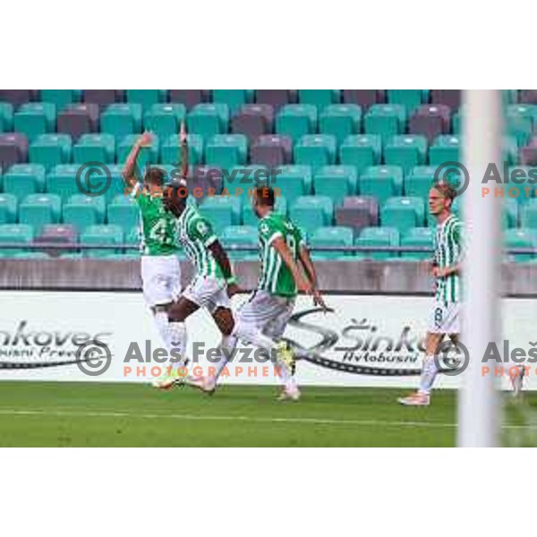 Aljaz Krefl celebrates goal during UEFA Conference league qualifyer between Olimpija and Sepsi OSK in Arena Stozice, Ljubljana, Slovenia on July 28, 2022