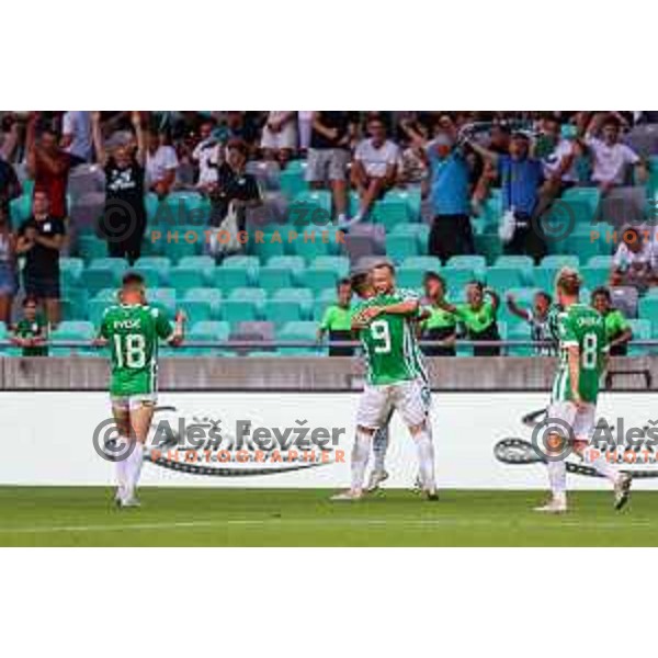 Aljaz Krefl celebrates goal during UEFA Conference league qualifyer between Olimpija and Sepsi OSK in Arena Stozice, Ljubljana, Slovenia on July 28, 2022