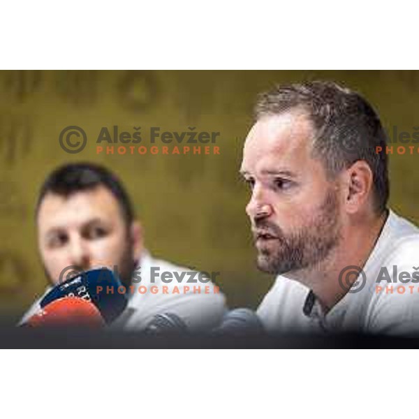 Damir Contala at the press conference during UEFA Conference league qualifier football match between NS Mura and Saint Patrick’s Athletic in Fazanerija, Murska Sobota, Slovenia on July 28, 2022. Photo: Jure Banfi