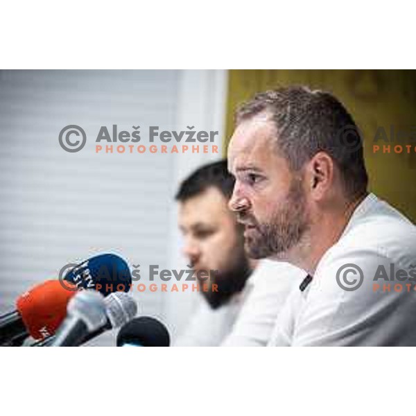 Damir Contala at the press conference during UEFA Conference league qualifier football match between NS Mura and Saint Patrick’s Athletic in Fazanerija, Murska Sobota, Slovenia on July 28, 2022. Photo: Jure Banfi