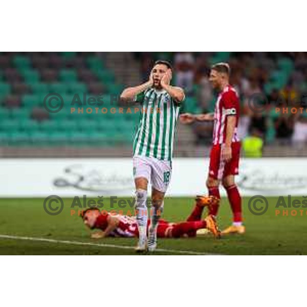 in action during UEFA Conference league qualifyer between Olimpija and Sepsi OSK in Arena Stozice, Ljubljana, Slovenia on July 28, 2022