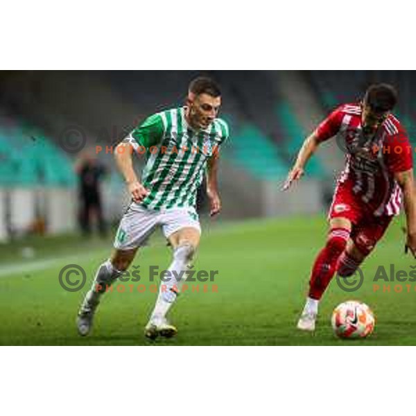 in action during UEFA Conference league qualifyer between Olimpija and Sepsi OSK in Arena Stozice, Ljubljana, Slovenia on July 28, 2022