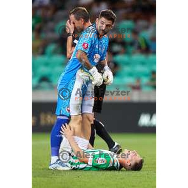 in action during UEFA Conference league qualifyer between Olimpija and Sepsi OSK in Arena Stozice, Ljubljana, Slovenia on July 28, 2022