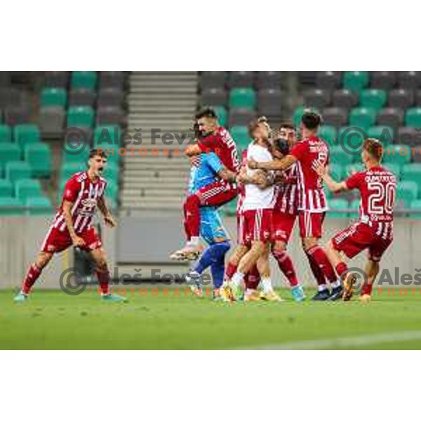 in action during UEFA Conference league qualifyer between Olimpija and Sepsi OSK in Arena Stozice, Ljubljana, Slovenia on July 28, 2022