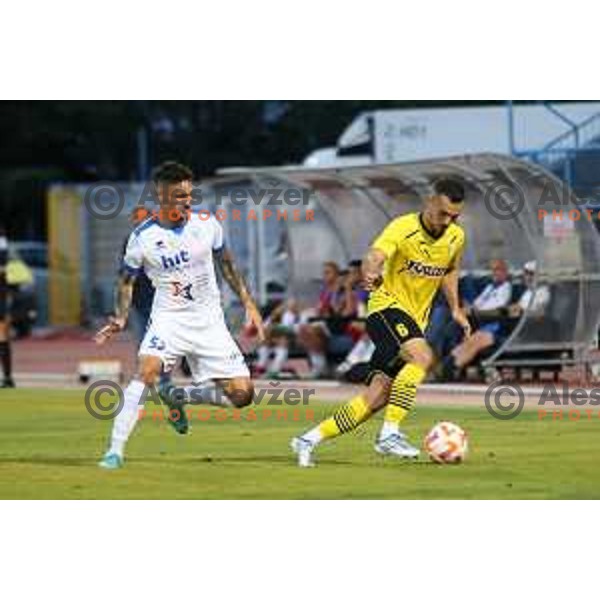 in action during Prva Liga Telemach 2022-2023 football match between Gorica and Kalcer Radomlje in Gorica, Slovenia on July 29, 2022