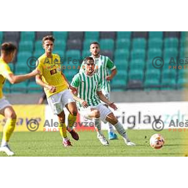 in action during Prva Liga Telemach 2022-2023 football match between Olimpija and Bravo in SRC Stozice, Ljubljana, Slovenia on July 31, 2022