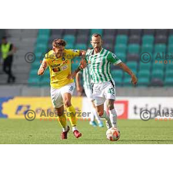 in action during Prva Liga Telemach 2022-2023 football match between Olimpija and Bravo in SRC Stozice, Ljubljana, Slovenia on July 31, 2022