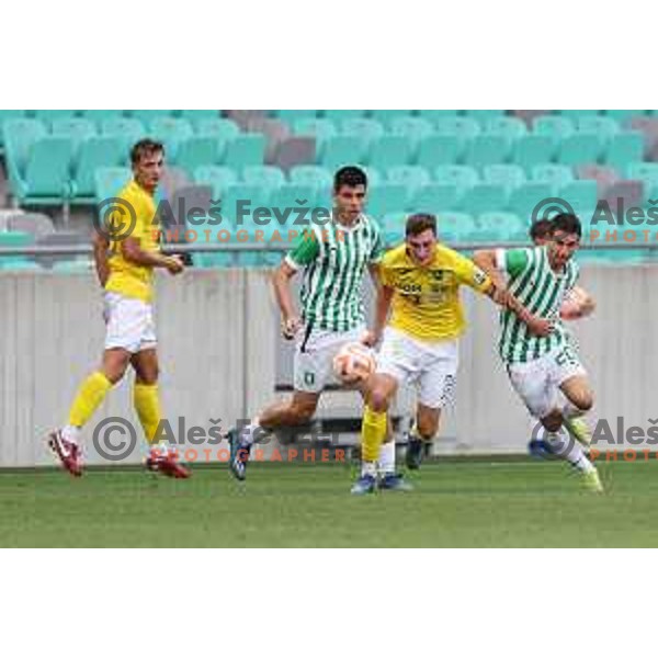 in action during Prva Liga Telemach 2022-2023 football match between Olimpija and Bravo in SRC Stozice, Ljubljana, Slovenia on July 31, 2022