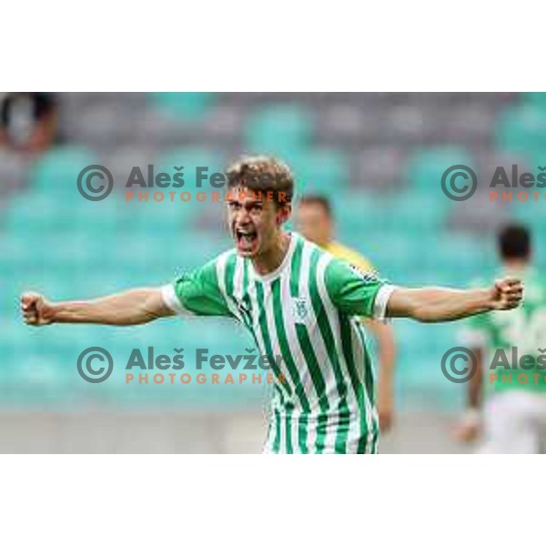 Marcel Ratnik of Olimpija celebrates goal during Prva Liga Telemach 2022-2023 football match between Olimpija and Bravo in SRC Stozice, Ljubljana, Slovenia on July 31, 2022