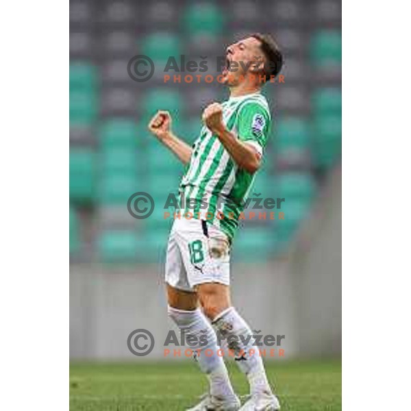 Mario Kvesic in action during Prva Liga Telemach 2022-2023 football match between Olimpija and Bravo in SRC Stozice, Ljubljana, Slovenia on July 31, 2022