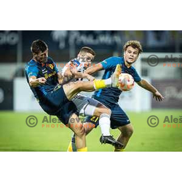 Amar Beganovic vs Vasilije Janjicic in action during Prva liga Telemach football match between Celje and Mura in Arena z’dezele, Celje, Slovenia on July 31, 2022. Photo: Jure Banfi