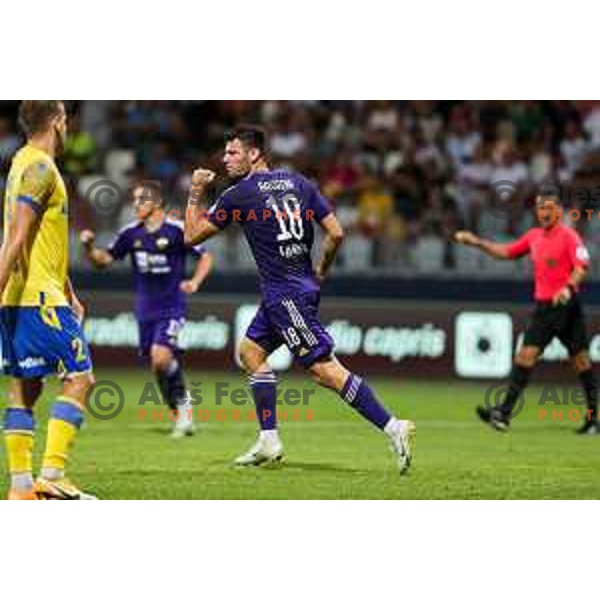 Roko Baturina in action during Prva liga Telemach match between Koper and Maribor at Arena Bonifika, Koper, Slovenia on July 31, 2022