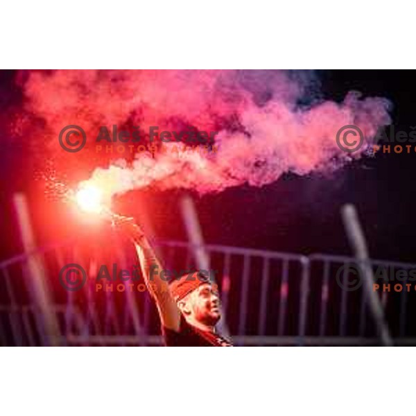 Fan of Celje during Prva liga Telemach football match between Celje and Mura in Arena z’dezele, Celje, Slovenia on July 31, 2022. Photo: Jure Banfi