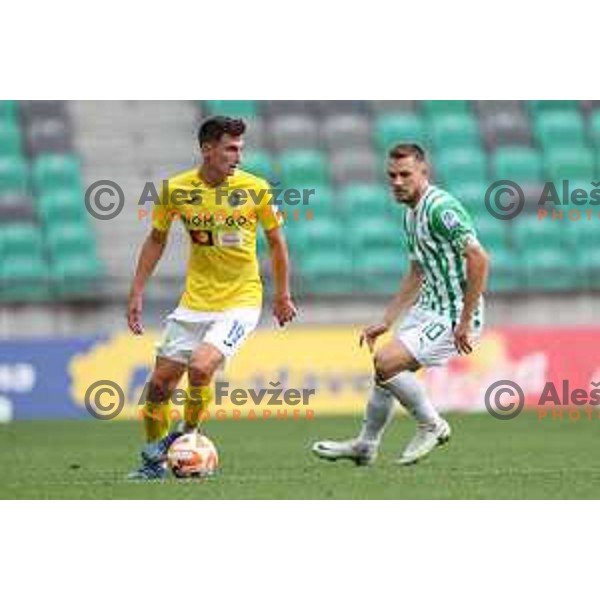 in action during Prva Liga Telemach 2022-2023 football match between Olimpija and Bravo in SRC Stozice, Ljubljana, Slovenia on July 31, 2022