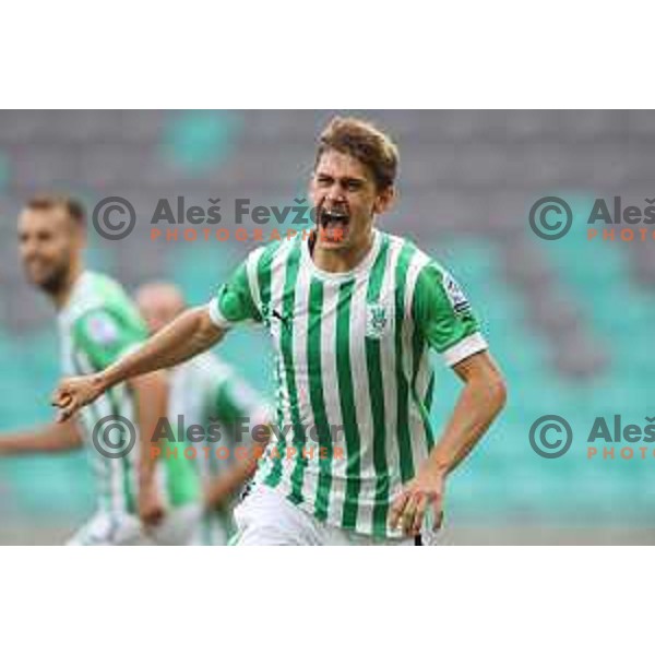 Marcel Ratnik of Olimpija celebrates goal during Prva Liga Telemach 2022-2023 football match between Olimpija and Bravo in SRC Stozice, Ljubljana, Slovenia on July 31, 2022