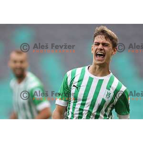 Marcel Ratnik of Olimpija celebrates goal during Prva Liga Telemach 2022-2023 football match between Olimpija and Bravo in SRC Stozice, Ljubljana, Slovenia on July 31, 2022