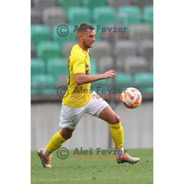 in action during Prva Liga Telemach 2022-2023 football match between Olimpija and Bravo in SRC Stozice, Ljubljana, Slovenia on July 31, 2022