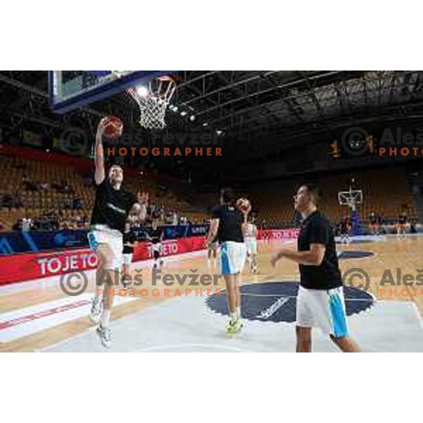 Jurij Macura and Bine Prepelic during basketball friendly match between Slovenia and Netherlands in Arena Zlatorog, Celje, Slovenia on August 4, 2022