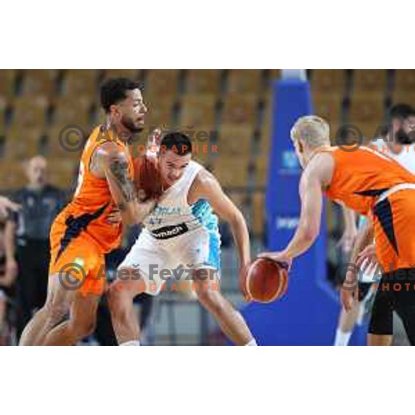 Bine Prepelic in action during basketball friendly match between Slovenia and Netherlands in Arena Zlatorog, Celje, Slovenia on August 4, 2022